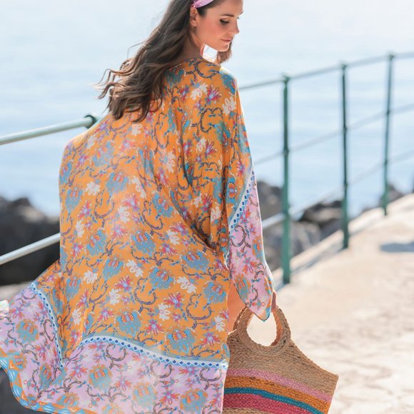 Shiraleah Other - Maricel Bright Intricate Print Kimono Cover Up OS